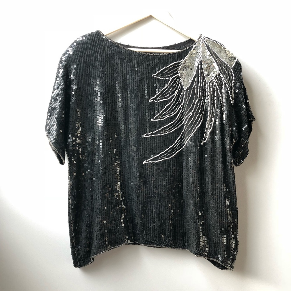 ❤️❤️Joseph Le Bon Vintage 80s Sequin Sparkle Shirt Top